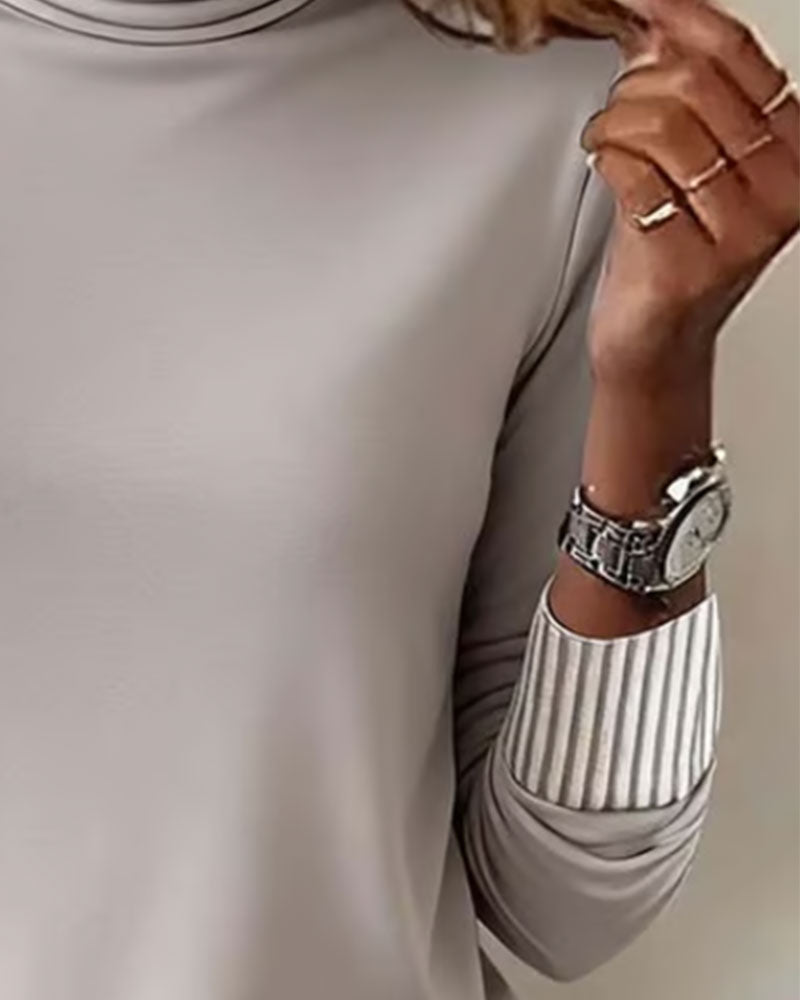 Solid Long Sleeve Half Turtleneck Top