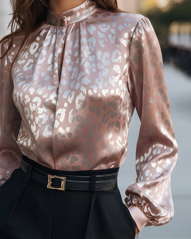 Chic Long-Sleeve Printed Blouse