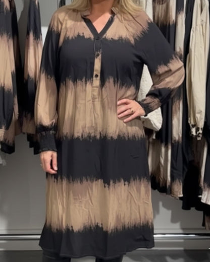 Gradient Print Long-Sleeve Dress