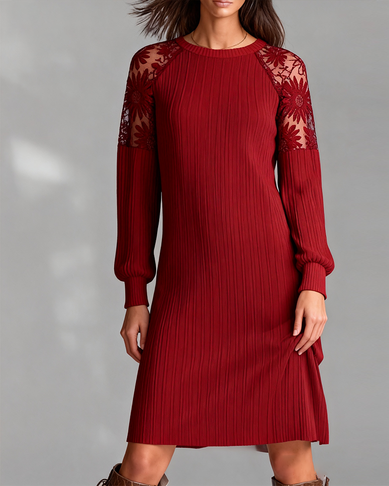 Elegant Round Neck Patchwork Dress