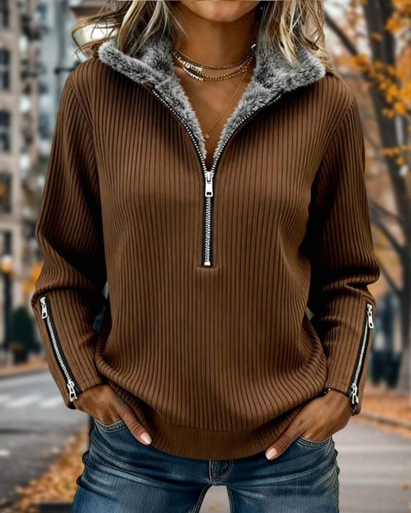 Casual Half-Zip Collar Sweatshirt