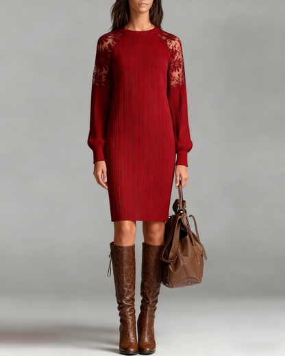 Elegant Round Neck Patchwork Dress