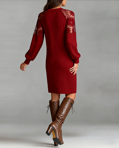 Elegant Round Neck Patchwork Dress