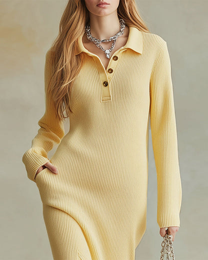Chic Sweater Dress with Open Button Detail