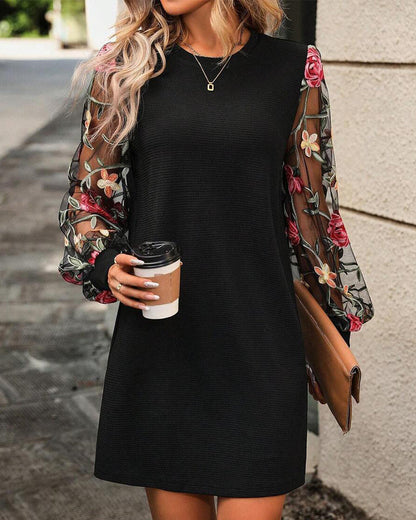 Embroidered Mesh Patchwork Dress