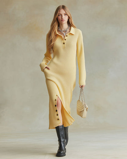 Chic Sweater Dress with Open Button Detail
