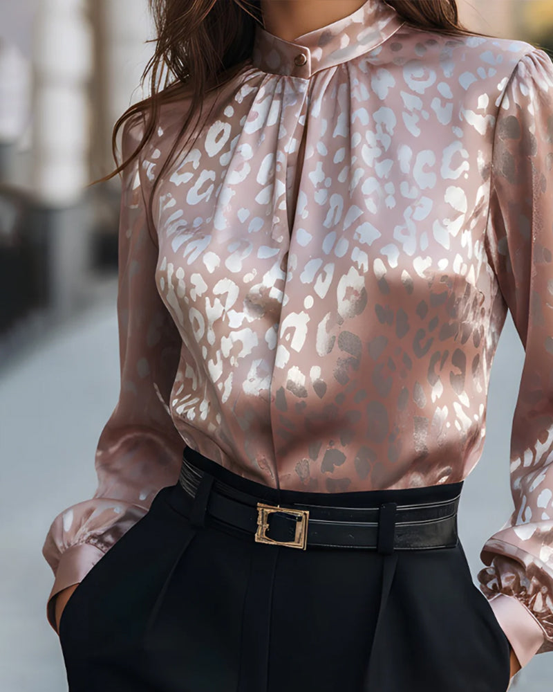 Chic Long-Sleeve Printed Blouse